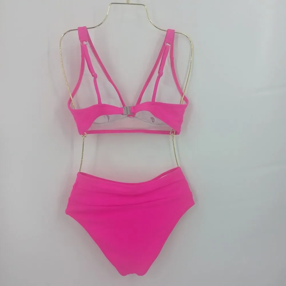 womans hot pink barbie bikini swimwear size small two piece beach summer swim